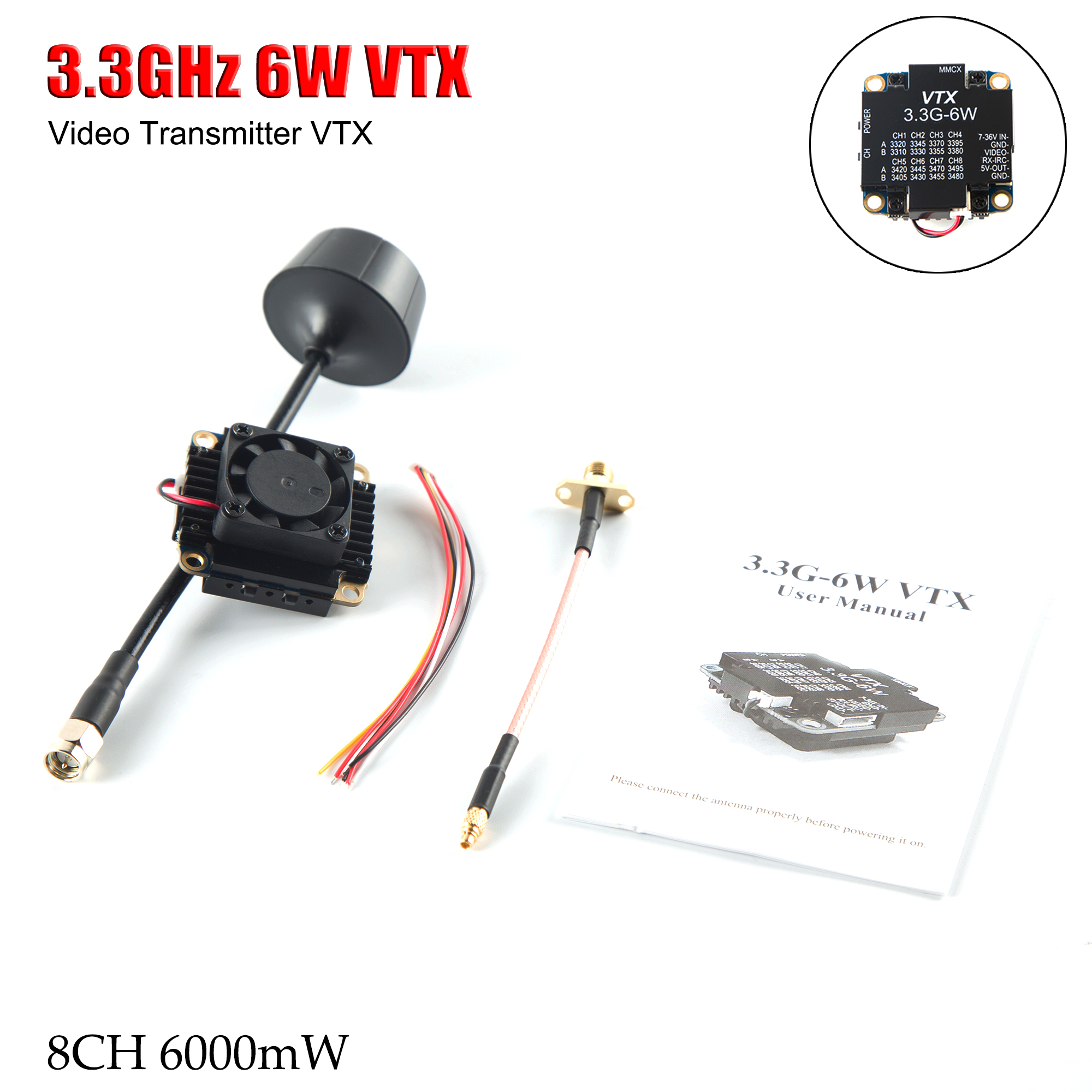 Fpv Drone Transmitter - FPV Video Transmitter 3.3G 6W VTX